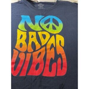 No Bad Vibes T-Shirt Official DOM Short Sleeve Navy Blue Size 3X Cotton Unisex